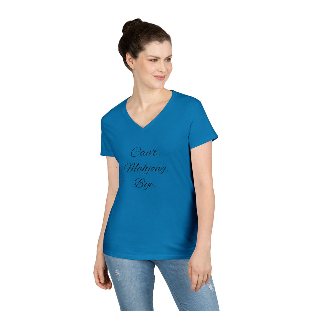 'Can’t. Mahjong. Bye.' V-Neck T-Shirt for Mahjong Lovers