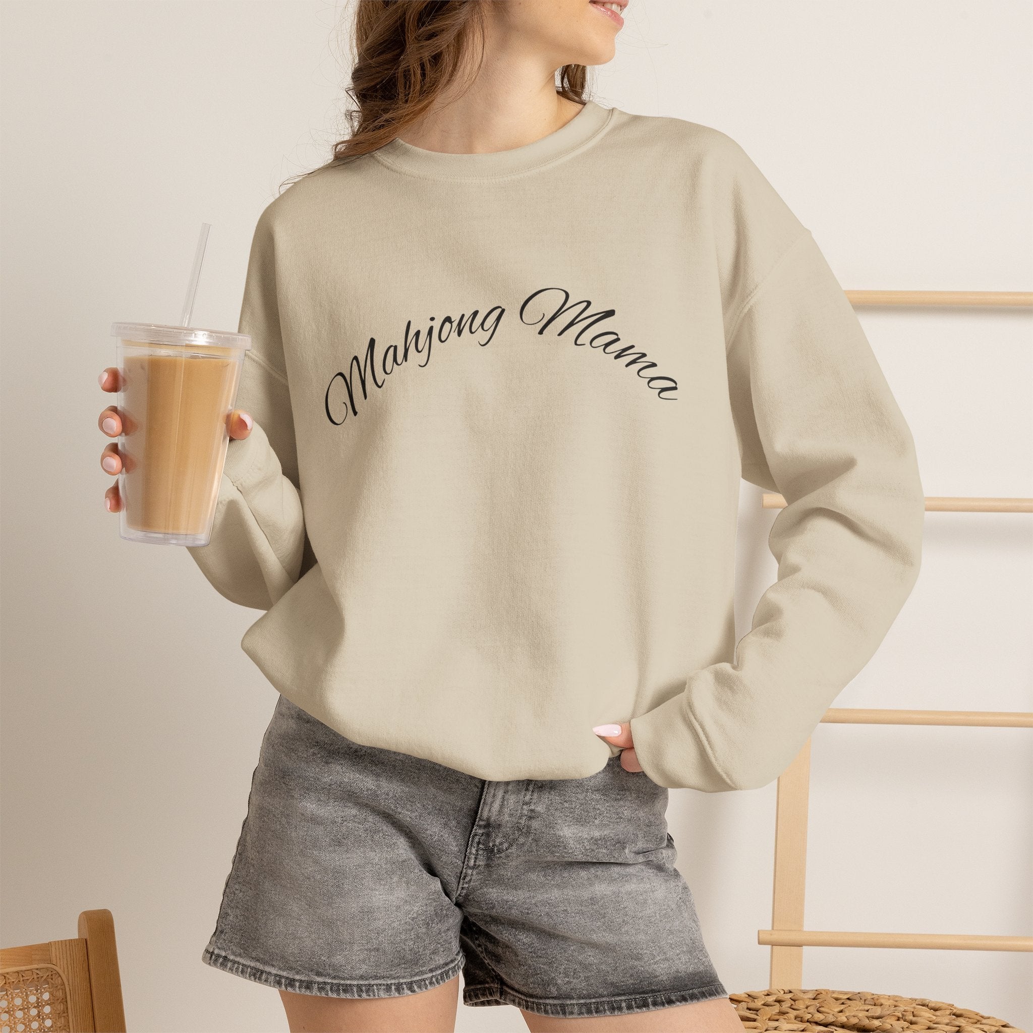Mahjong Mama Crewneck Sweatshirt — Cozy Casual Sweatshirt for Mahjong Players
