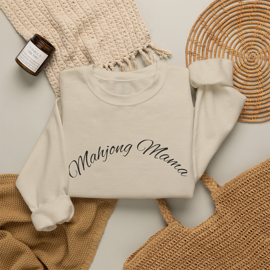 Mahjong Mama Crewneck Sweatshirt — Cozy Casual Sweatshirt for Mahjong Players