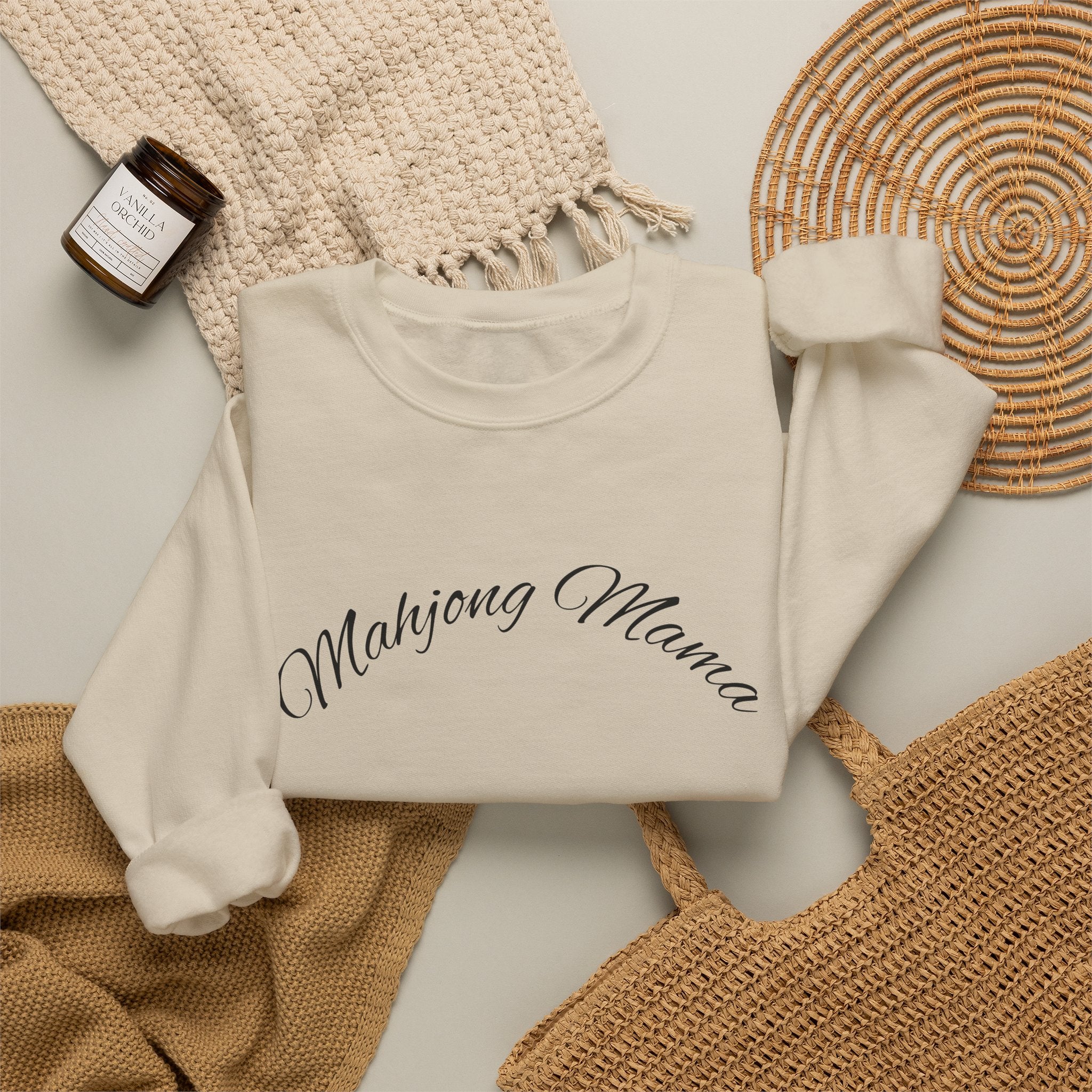Mahjong Mama Crewneck Sweatshirt — Cozy Casual Sweatshirt for Mahjong Players