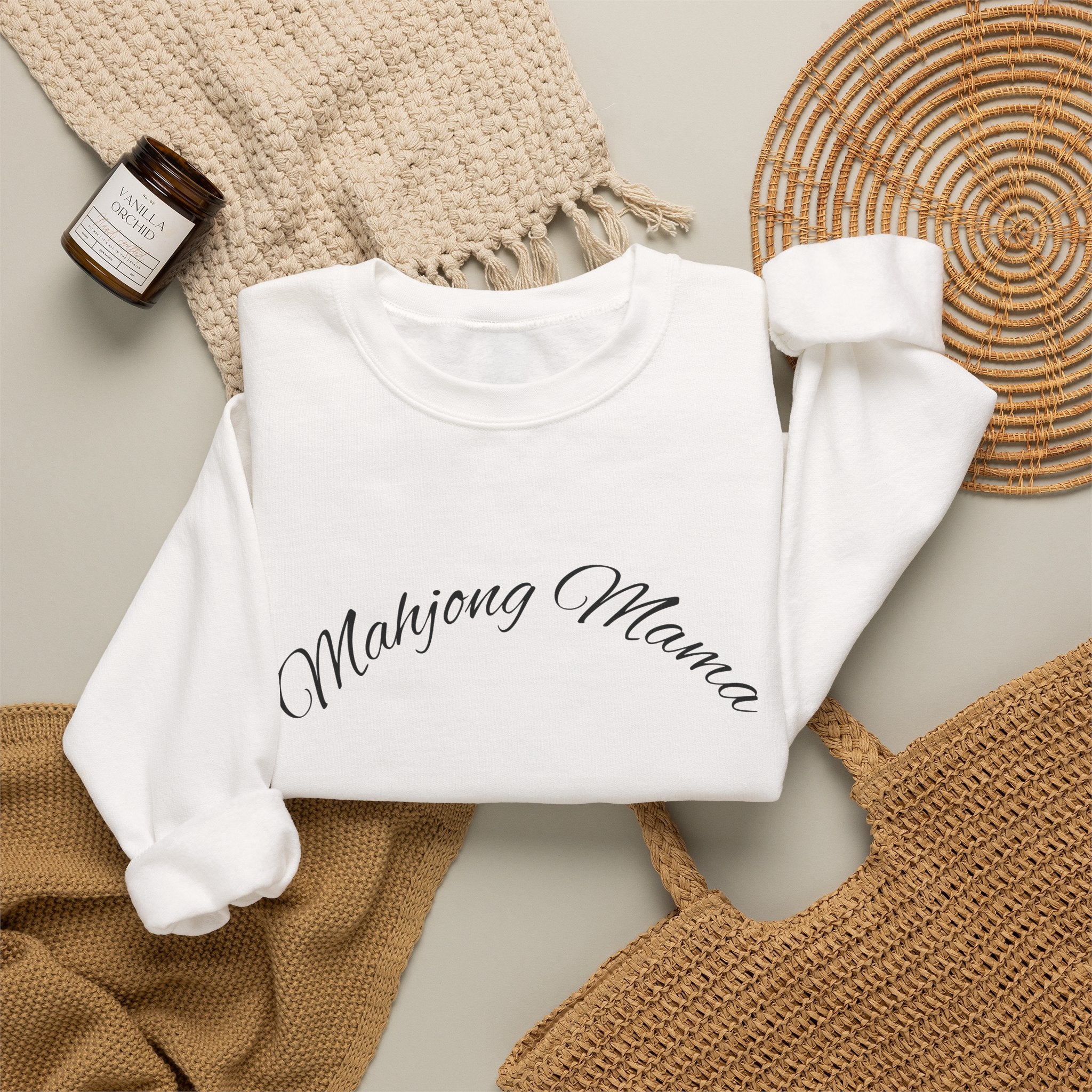 Mahjong Mama Crewneck Sweatshirt — Cozy Casual Sweatshirt for Mahjong Players