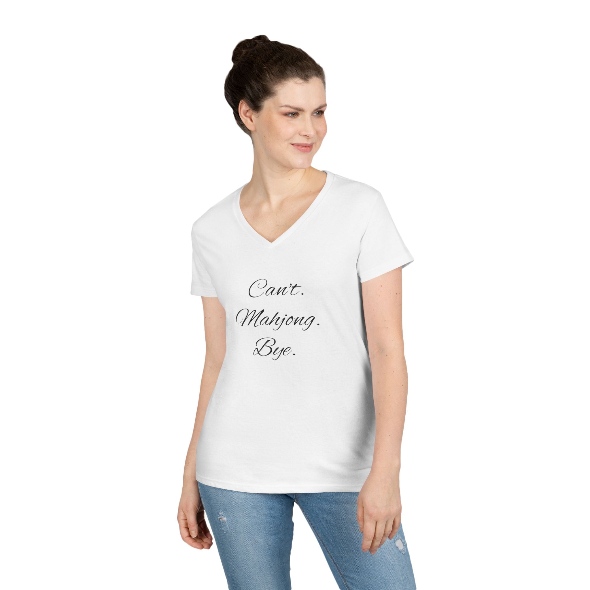 'Can’t. Mahjong. Bye.' V-Neck T-Shirt for Mahjong Lovers